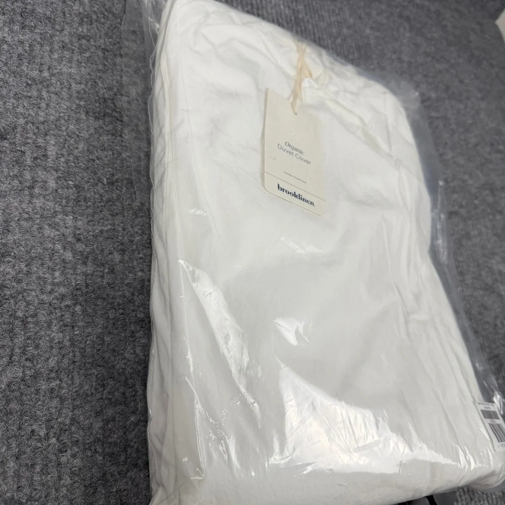 Brooklinen Duvet Cover King/Cali King Organic Percale Cotton White Luxury NEW